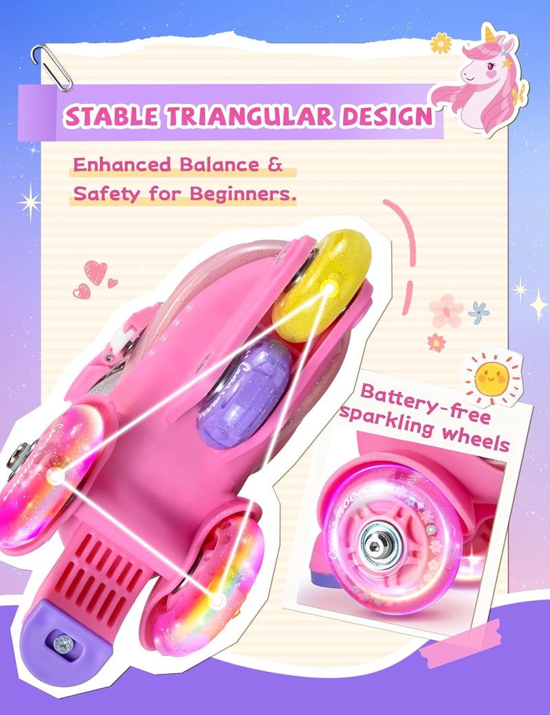 crossmoon Unicorn Toddler Roller Skates, Kids Training Safety Tripple Protection Roller Skates with 4 Adjustable Sizes, Fun Light-Up Wheels, Little Girls' Fancy Gift - Image 4